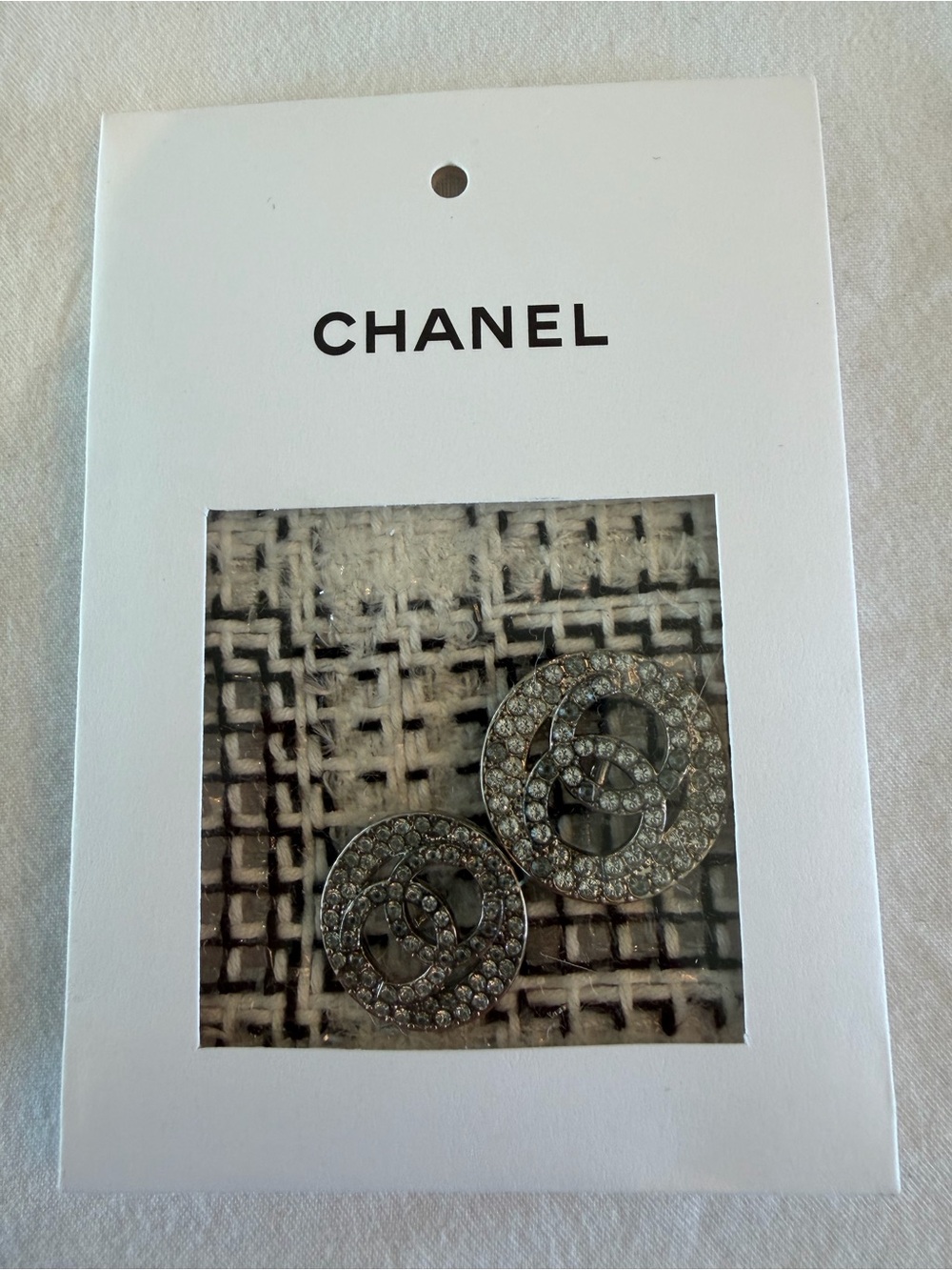 Chanel Black White Silver Jacket Button Cloth Patch